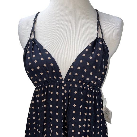 NWT Christopher Deane Neiman Marcus Silk Long Maxi Black Dot Dress New Tags - Picture 5 of 13